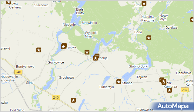 mapa Raciąż gmina Tuchola, Raciąż gmina Tuchola na mapie Targeo