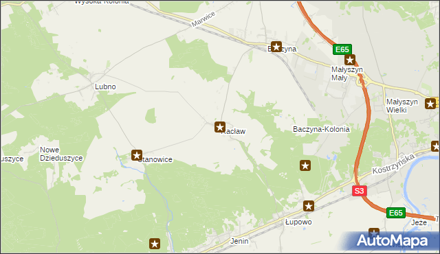 mapa Racław gmina Bogdaniec, Racław gmina Bogdaniec na mapie Targeo