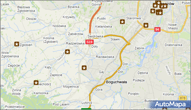 mapa Racławówka, Racławówka na mapie Targeo