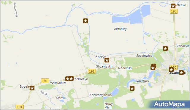 mapa Raczyn gmina Szamocin, Raczyn gmina Szamocin na mapie Targeo