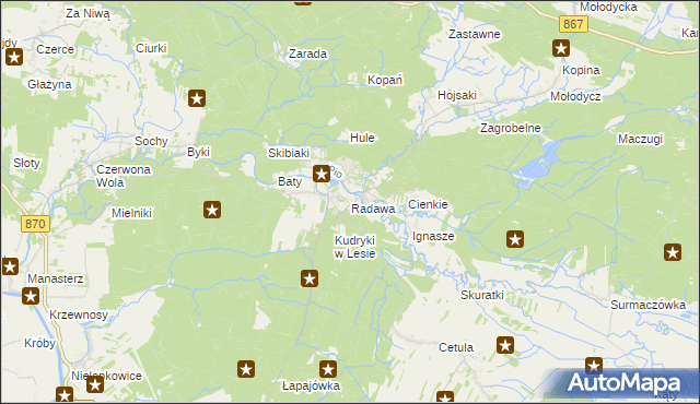 mapa Radawa, Radawa na mapie Targeo