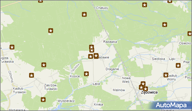 mapa Radawie, Radawie na mapie Targeo