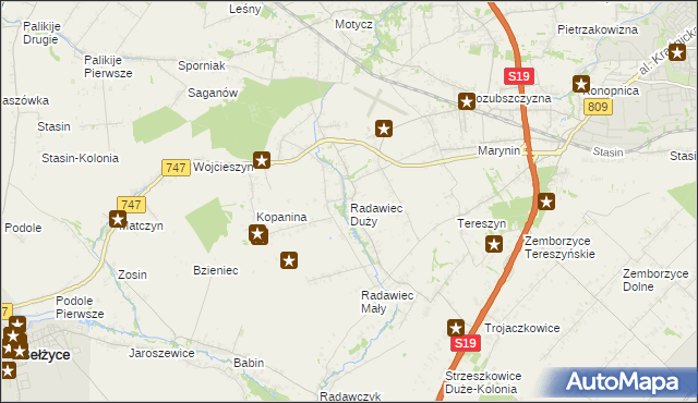 mapa Radawiec Duży, Radawiec Duży na mapie Targeo