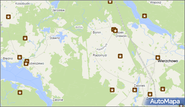 mapa Radomyśl gmina Wierzchowo, Radomyśl gmina Wierzchowo na mapie Targeo