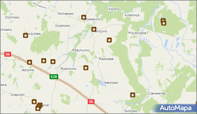 mapa Radosław gmina Potęgowo, Radosław gmina Potęgowo na mapie Targeo