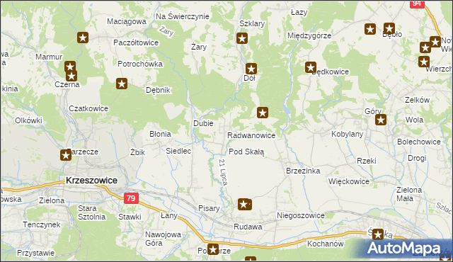 mapa Radwanowice, Radwanowice na mapie Targeo