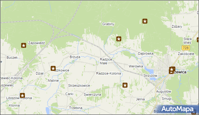 mapa Radzice Małe, Radzice Małe na mapie Targeo