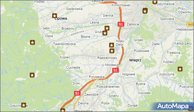 mapa Radziechowy, Radziechowy na mapie Targeo
