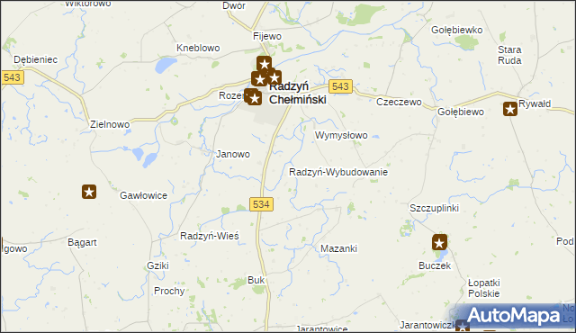 mapa Radzyń-Wybudowanie, Radzyń-Wybudowanie na mapie Targeo