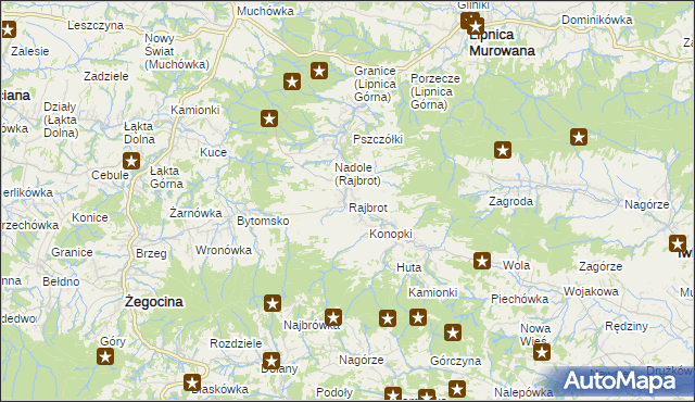 mapa Rajbrot, Rajbrot na mapie Targeo