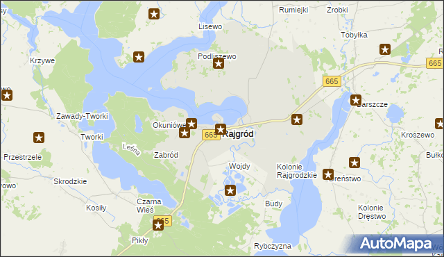 mapa Rajgród powiat grajewski, Rajgród powiat grajewski na mapie Targeo