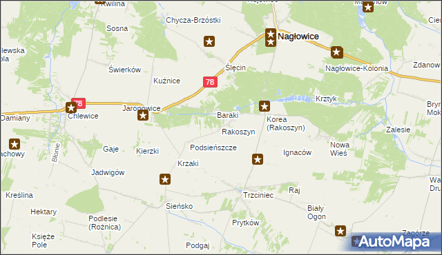 mapa Rakoszyn, Rakoszyn na mapie Targeo