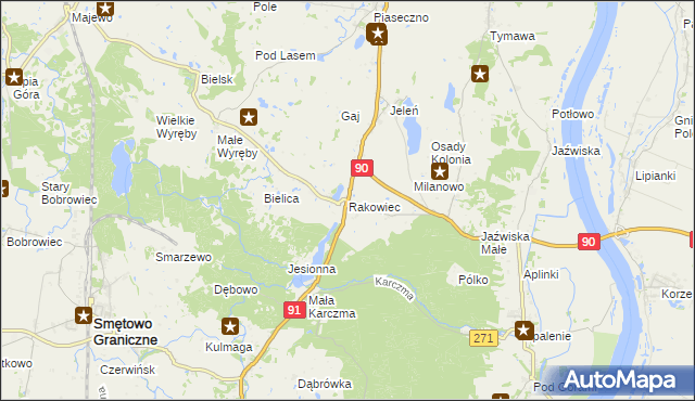 mapa Rakowiec gmina Gniew, Rakowiec gmina Gniew na mapie Targeo