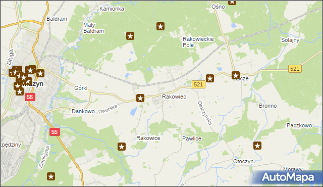 mapa Rakowiec gmina Kwidzyn, Rakowiec gmina Kwidzyn na mapie Targeo