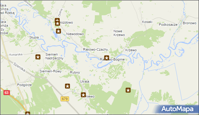 mapa Rakowo-Boginie, Rakowo-Boginie na mapie Targeo