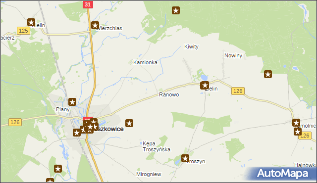 mapa Ranowo, Ranowo na mapie Targeo