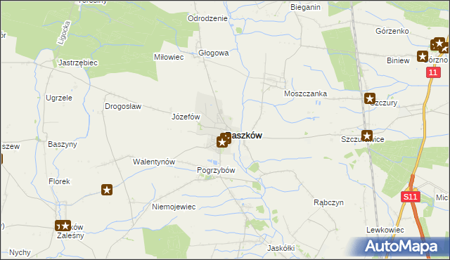 mapa Raszków powiat ostrowski, Raszków powiat ostrowski na mapie Targeo