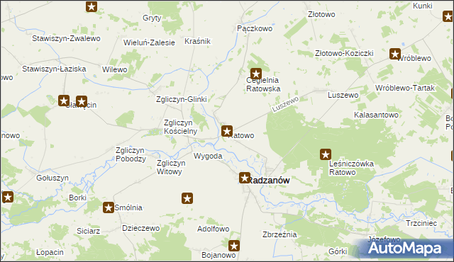 mapa Ratowo gmina Radzanów, Ratowo gmina Radzanów na mapie Targeo