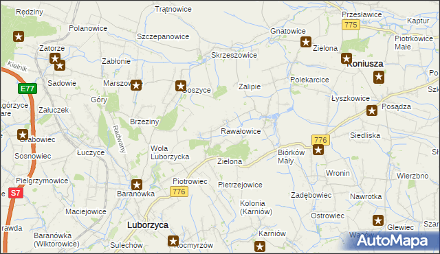 mapa Rawałowice, Rawałowice na mapie Targeo