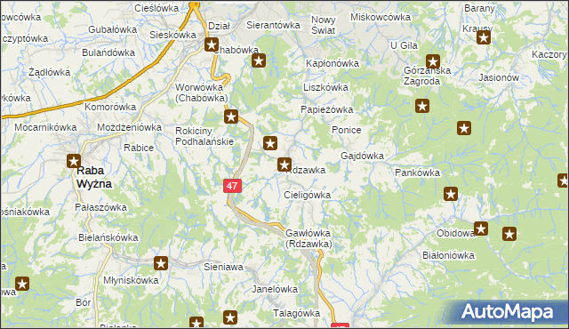 mapa Rdzawka, Rdzawka na mapie Targeo