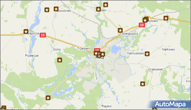 mapa Recz powiat choszczeński, Recz powiat choszczeński na mapie Targeo