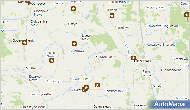 mapa Rękawczyn gmina Gozdowo, Rękawczyn gmina Gozdowo na mapie Targeo