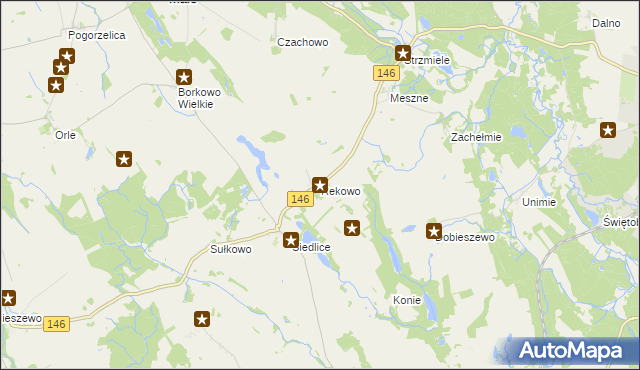 mapa Rekowo gmina Radowo Małe, Rekowo gmina Radowo Małe na mapie Targeo