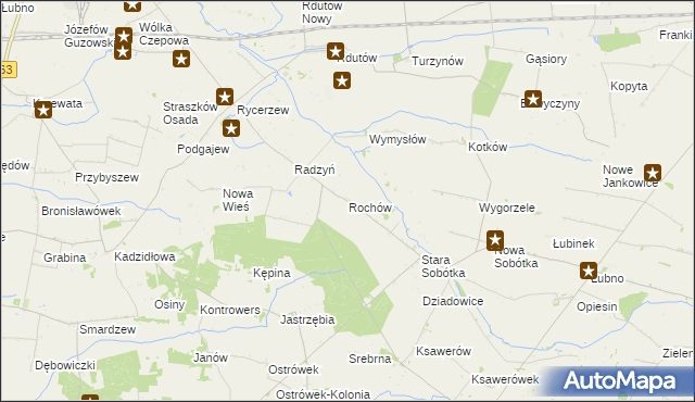 mapa Rochów gmina Grabów, Rochów gmina Grabów na mapie Targeo