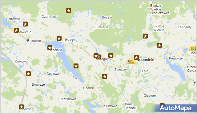 mapa Rogajny gmina Dubeninki, Rogajny gmina Dubeninki na mapie Targeo