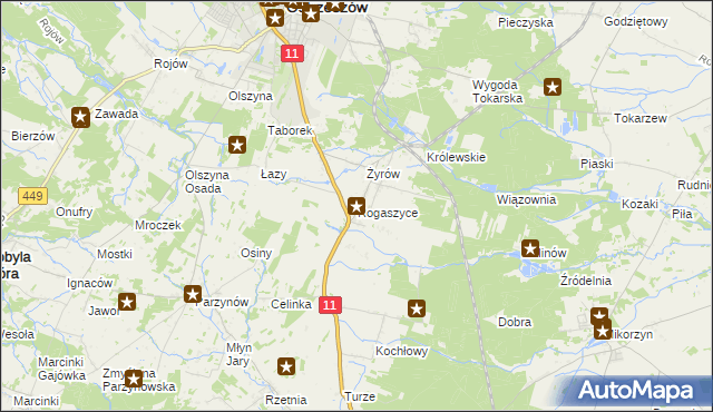 mapa Rogaszyce gmina Ostrzeszów, Rogaszyce gmina Ostrzeszów na mapie Targeo