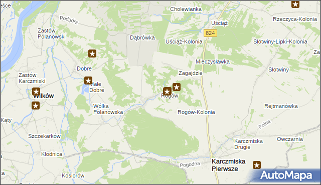 mapa Rogów gmina Wilków, Rogów gmina Wilków na mapie Targeo