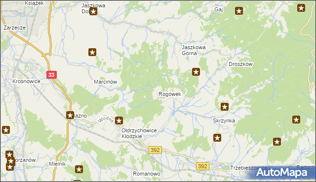 mapa Rogówek gmina Kłodzko, Rogówek gmina Kłodzko na mapie Targeo