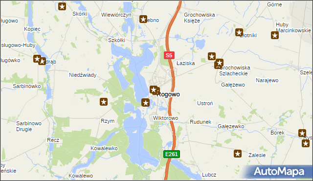 mapa Rogowo powiat żniński, Rogowo powiat żniński na mapie Targeo