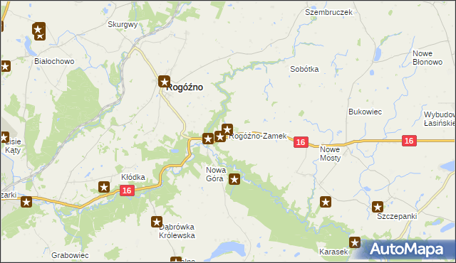 mapa Rogóźno-Zamek, Rogóźno-Zamek na mapie Targeo