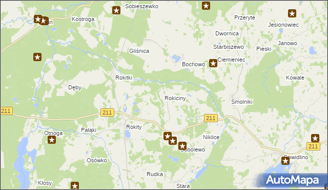 mapa Rokiciny gmina Czarna Dąbrówka, Rokiciny gmina Czarna Dąbrówka na mapie Targeo