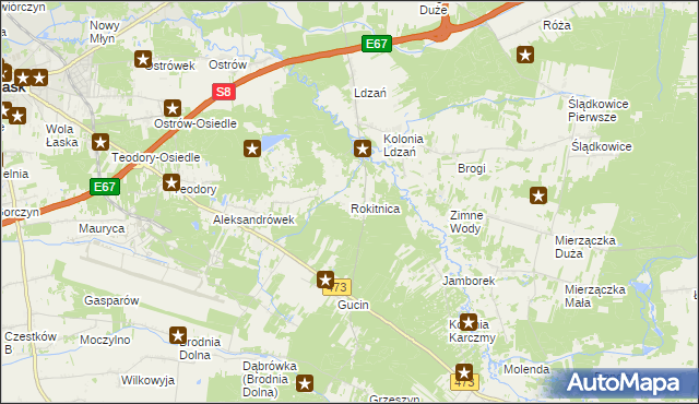 mapa Rokitnica gmina Łask, Rokitnica gmina Łask na mapie Targeo