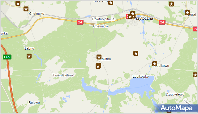 mapa Rokitno gmina Przytoczna, Rokitno gmina Przytoczna na mapie Targeo