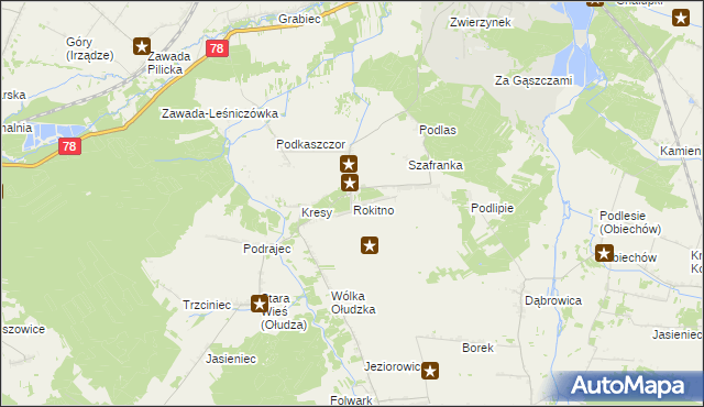 mapa Rokitno gmina Szczekociny, Rokitno gmina Szczekociny na mapie Targeo