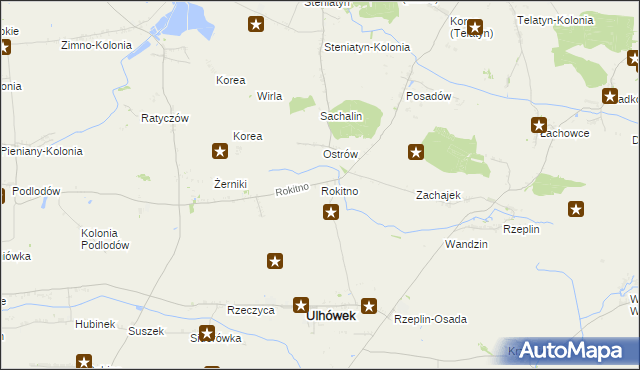 mapa Rokitno gmina Ulhówek, Rokitno gmina Ulhówek na mapie Targeo