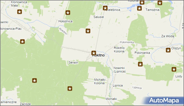 mapa Rokitno powiat bialski, Rokitno powiat bialski na mapie Targeo