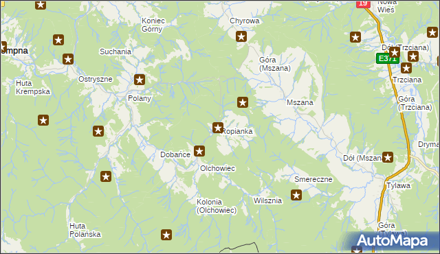 mapa Ropianka, Ropianka na mapie Targeo