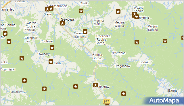 mapa Ropica Górna, Ropica Górna na mapie Targeo