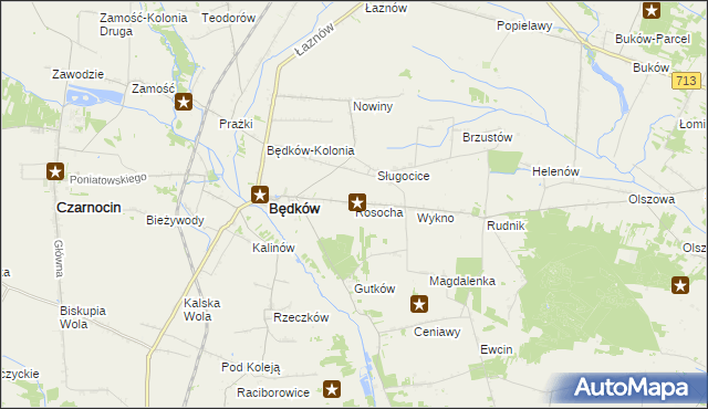 mapa Rosocha gmina Będków, Rosocha gmina Będków na mapie Targeo