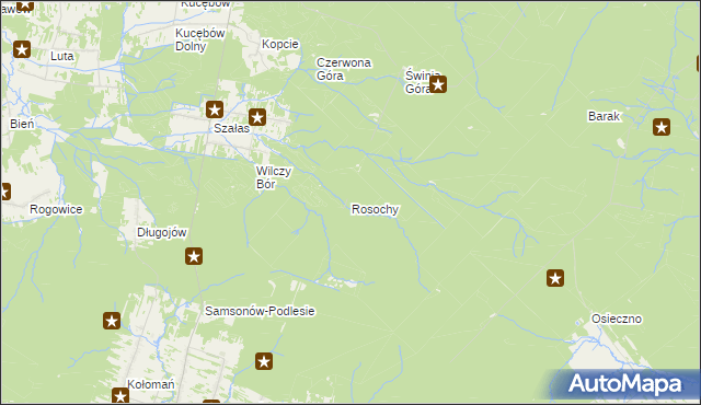 mapa Rosochy gmina Bliżyn, Rosochy gmina Bliżyn na mapie Targeo