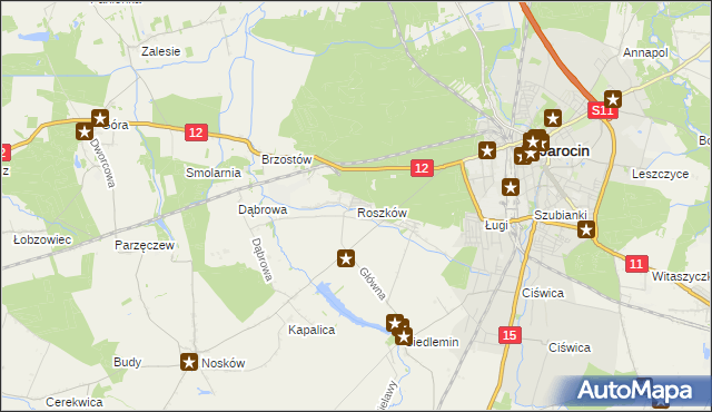 mapa Roszków gmina Jarocin, Roszków gmina Jarocin na mapie Targeo