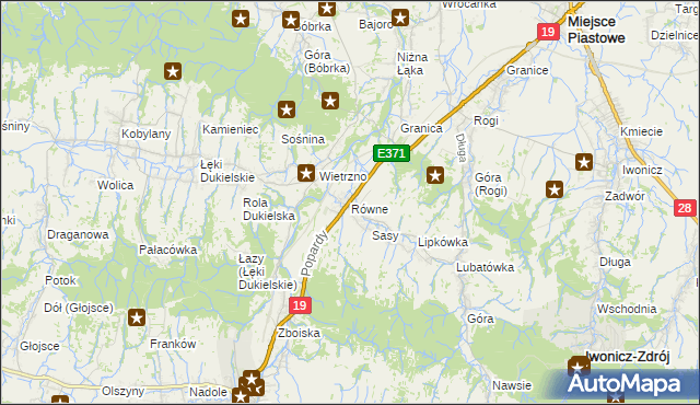 mapa Równe gmina Dukla, Równe gmina Dukla na mapie Targeo