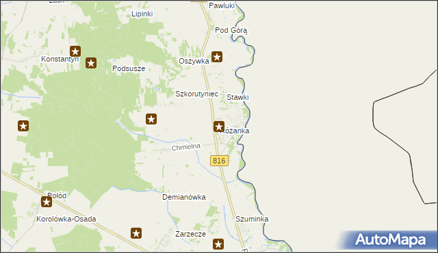 mapa Różanka gmina Włodawa, Różanka gmina Włodawa na mapie Targeo