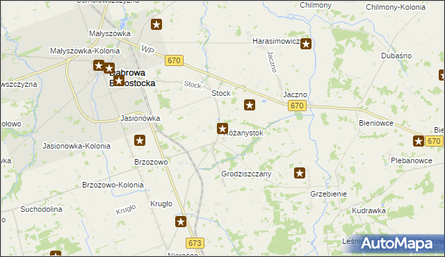 mapa Różanystok, Różanystok na mapie Targeo