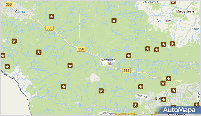 mapa Rozdroże Izerskie, Rozdroże Izerskie na mapie Targeo