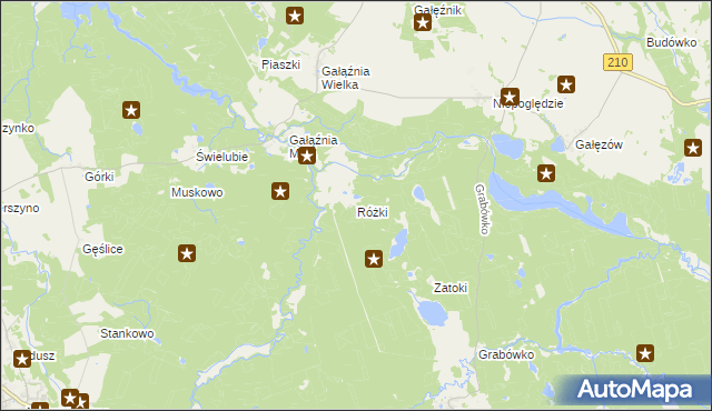 mapa Różki gmina Kołczygłowy, Różki gmina Kołczygłowy na mapie Targeo